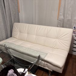 White Leather Couch/Futon