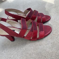 Alex Marie Red And Black Strappy Heels 