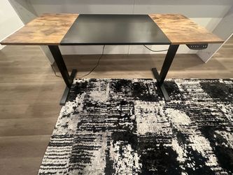 Electric Standing Desk with Rustic Wood Top