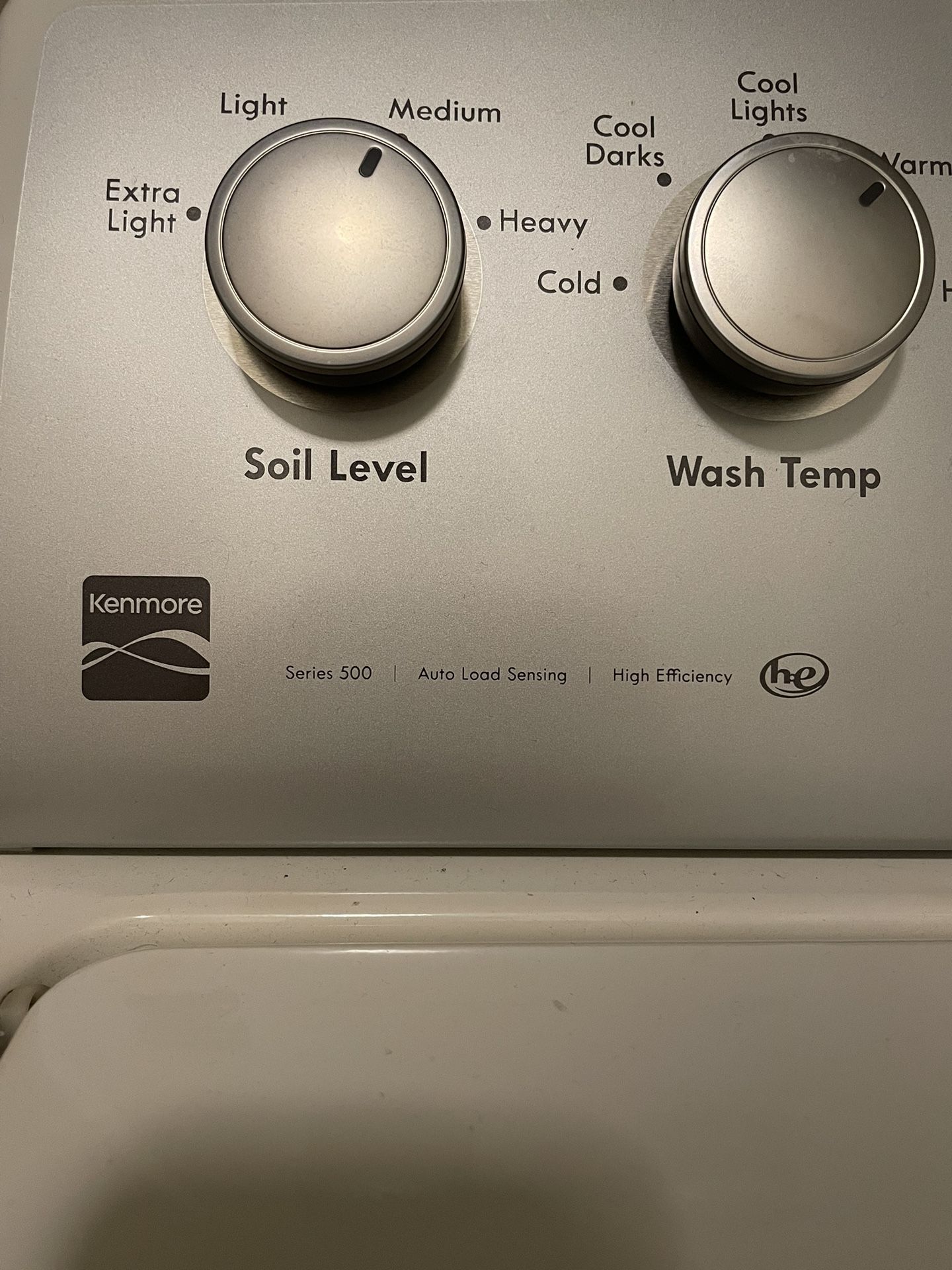 kenmore series 500 washer auto load sensing high efficiency