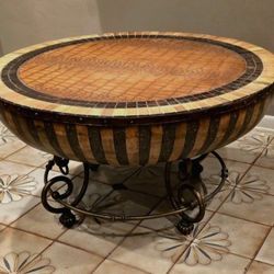 Vintage Nairobi Kenya Africa Drum Style Center Table