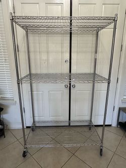 6 x 4 x 2 Foot Chrome Steel 3 Shelf Garage Storage Rack Shelving Unit