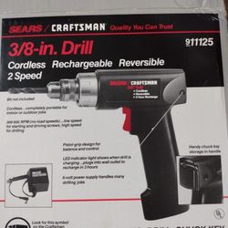NEW CRAFTSMAN CORDLESS 3/8 RECHARGEABLE DRILL SET