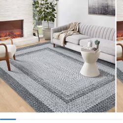 Garvee 9 x 12 (ft) Loomed Polyester Gray Rectangular Indoor Geometric Mid-Century