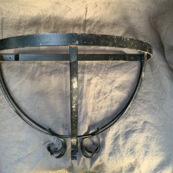 Vintage 15" Wide Black Iron Metal Wall Planter Flower Sconce - 10” High, 9” Deep 