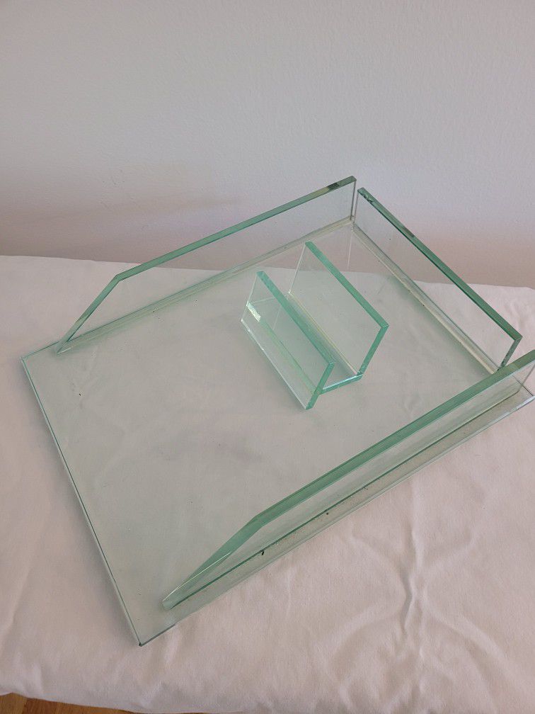 Tray & Business Card Holder Set Glass