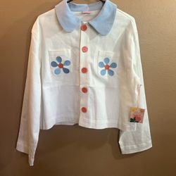 https://offerup.co/faYXKzQFnY?$deeplink_path=/redirect/ Flower Power Button-Up Shirt Jacket with Blue Collar NWT XL