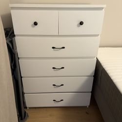 IKEA (?) 5 Drawer Talk White Dresser Hidden Wall Mount Brackets 