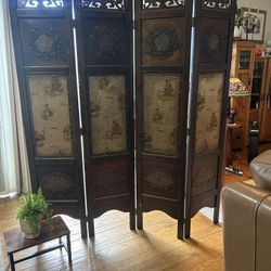Vintage Japanese Four Panel Room Divider