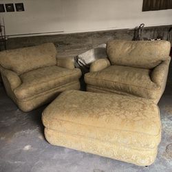 Two Double Seat Chairs And Ottoman 
