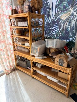 Vintage Rattan Style Entertainment System