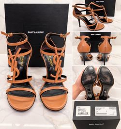 Saint Laurent YSL Cassandra Leather Heeled Sandals