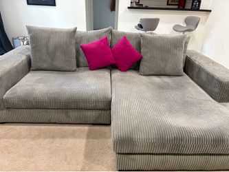 Large Modular Corduroy Sectional With Chaise