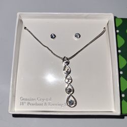 Crystal Pendant And Earrings 