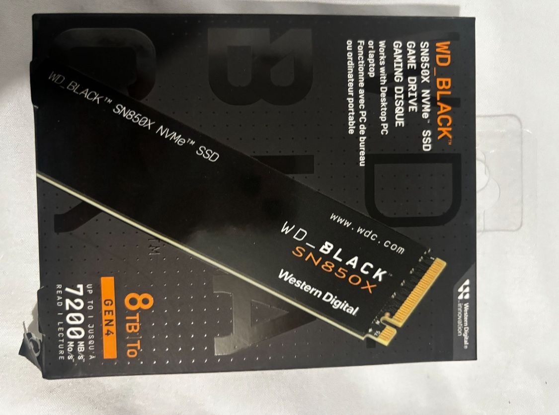 WD_BLACK 8TB SN850X NVMe Internal Gaming SSD Solid State Drive - Gen4 PCIe, M.2 2280, Up to 7,200 MB/s - WDS800T2X0E