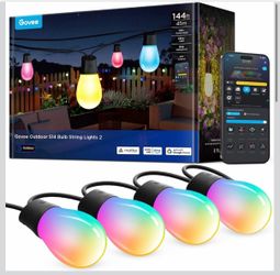 Govee S14 Bulb Outdoor String Lights 2, 144ft RGBICWW, 45 LED Bulbs, IP66 Patio Lights with 111 Scene Modes for Patio, Backyard, Garden, Compatible wi