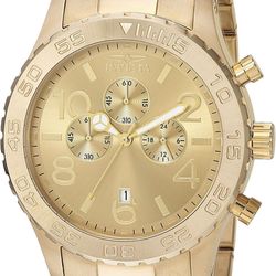 Invicta Men's 1270 Specialty Chronograph Gold Dial 18k Gold Ion-Plated Stainless Steel Watch