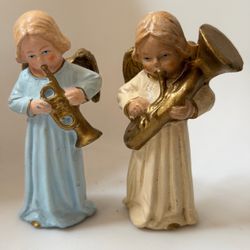 Vintage U.S. Zone Germany Christmas Angels 4” Pair Musical Figurines 1945–1949