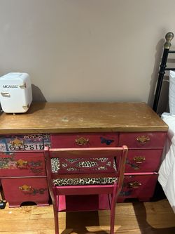 Hot Pink Wooden Desk