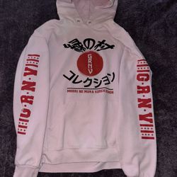 Men's Light Pink Japanese Print Hoodie