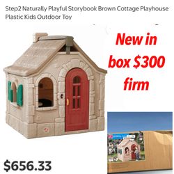 New in box Step2 Naturally Playful Storybook Brown Cottage Playhouse Plastic Kids Outdoor Toy  $300  firm pick up east Palmdale serious buys only