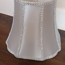 Silver Satin Custom Lampshade. 16" x 18", Excellent Condition.