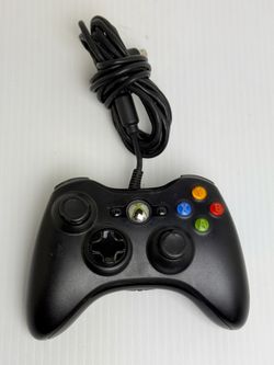 Genuine Microsoft XBOX 360 Black Wired USB Controller OEM PC Tested - No Dongle