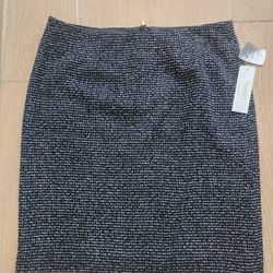 NWT Elegant Laundry by Shelli Segal tweed skirt Sz 6 Black White And Silver.