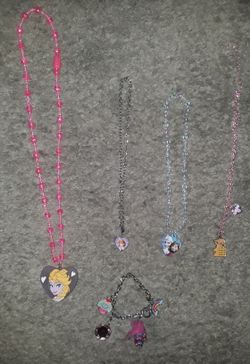 Girls Frozen Doc McStuffin Sofia the First necklaces and troll bracelet lot