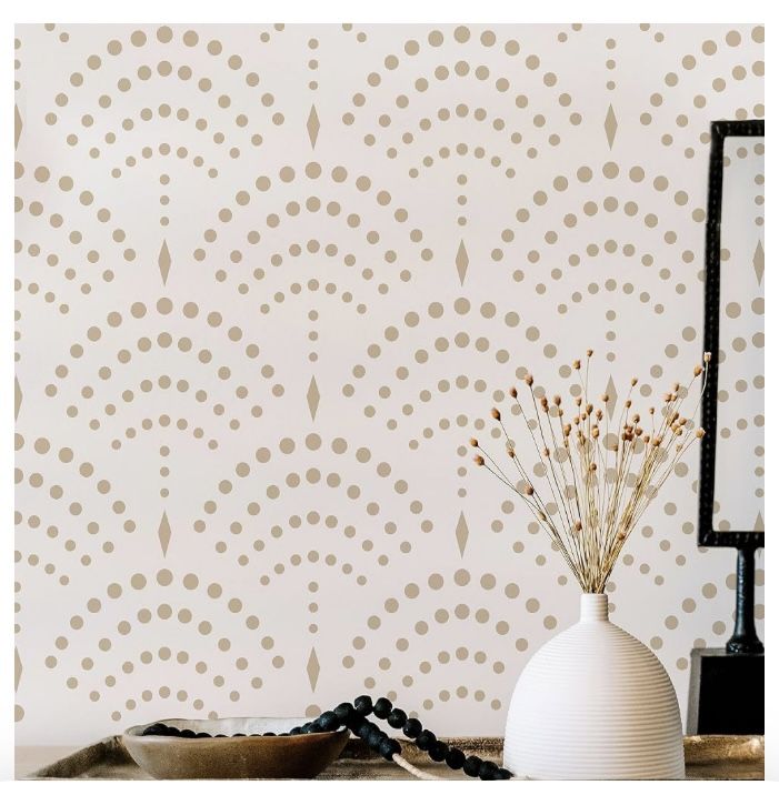 STENCILOGY®/ KARASU - 23.6" x 39.4" XL Wall Stencil, Vintage Sashiko Stencil, Large Allover Wall Stencils for Painting, Large Ethnic Geometric Wall St