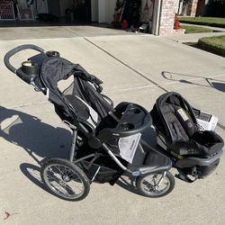 Three Wheel Stroller And Baby Seat 