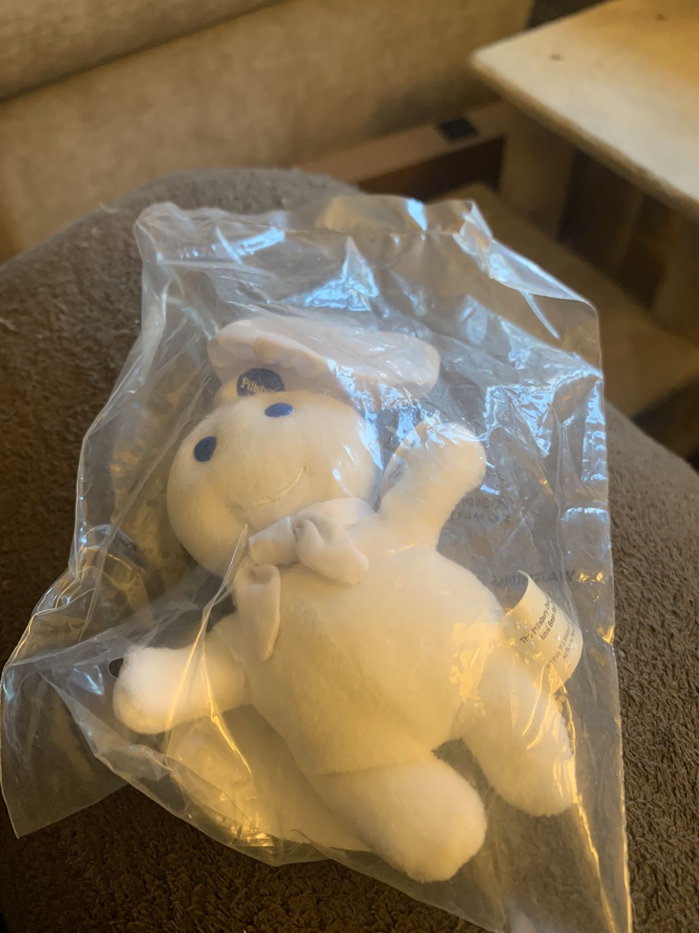 Pillsbury doughboy mini bean bag, doll New from 1999 was in storage still in sealed Bag