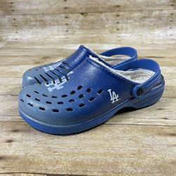 LA Dodgers Foco Fleece Lined MLB Glitter Clog Slides Womens XL 11-12 Blue - Gift