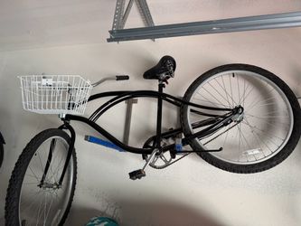 Black Beach Cruiser Bike with Front Basket