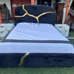 Queen Bed Frame with two nightstands