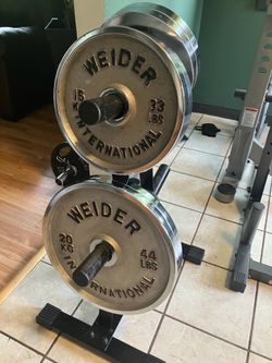 209lbs of weight old school CHROME Weider weights