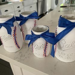 Baseball Themed Mason Jars