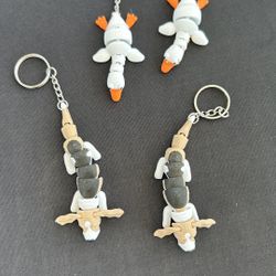 3D Printed Basset Hound And Goose Keychains 