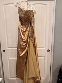 Gold Sequin Strapless Gown