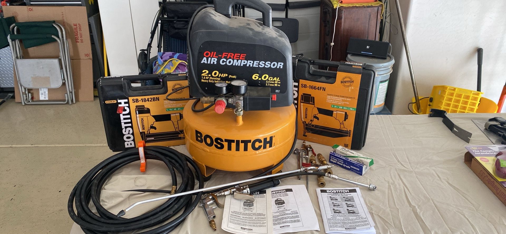 Bostitch 6 Gal, 2 Hp, included Accessories To Staple Guns And Lots Of Connectors