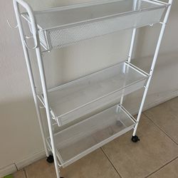 Metal shelf with wheels