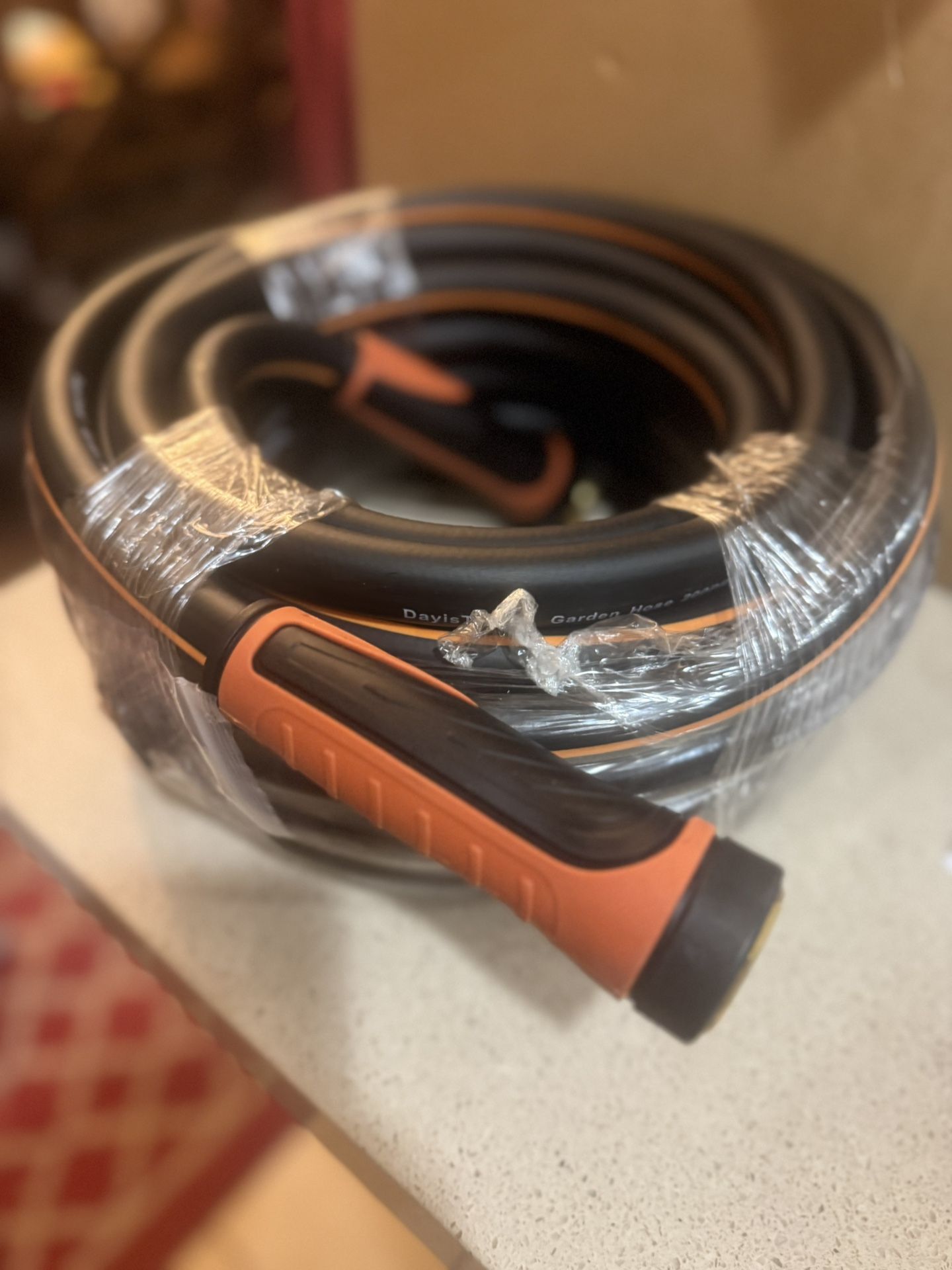 Hybrid Garden Hose 5/8 IN. x 50 FT, Heavy Duty, Lightweight, Flexible with Swivel Grip Handle and Solid Brass Fittings, Black & Orange