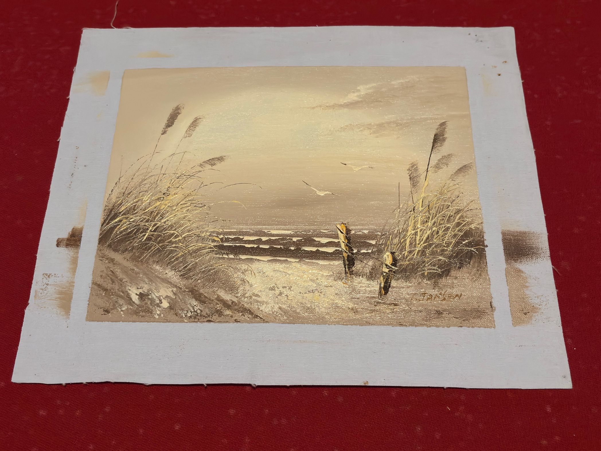 11x13 Inch Painting Of Beach Ocean On Canvas T Jansen Art
