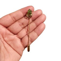 Vintage Gold Filled Authentic Jade Cluster Floral Pin