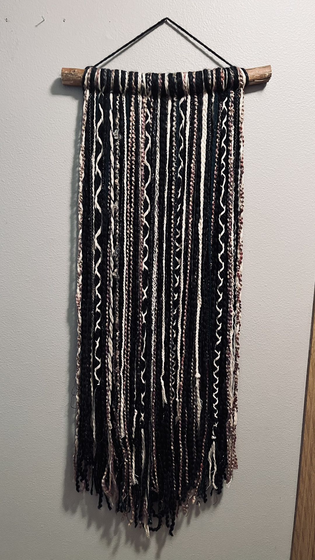 Handmade Woven Rope and Wood Tapestry 