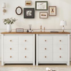 Set Of 2, 6 Drawer Storage Dresser 