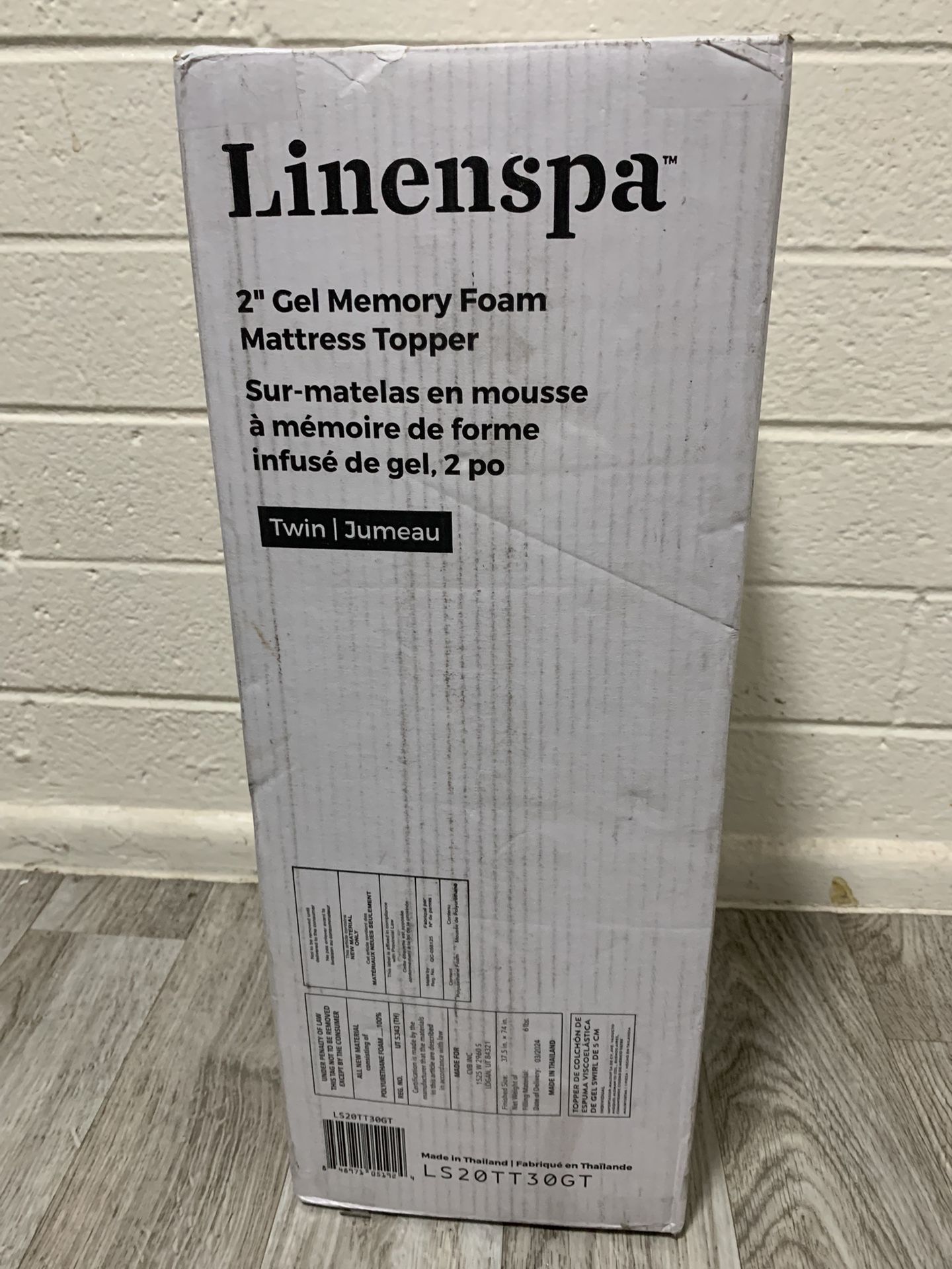 Twin 2” Gel Memory Foam Mattress Topper