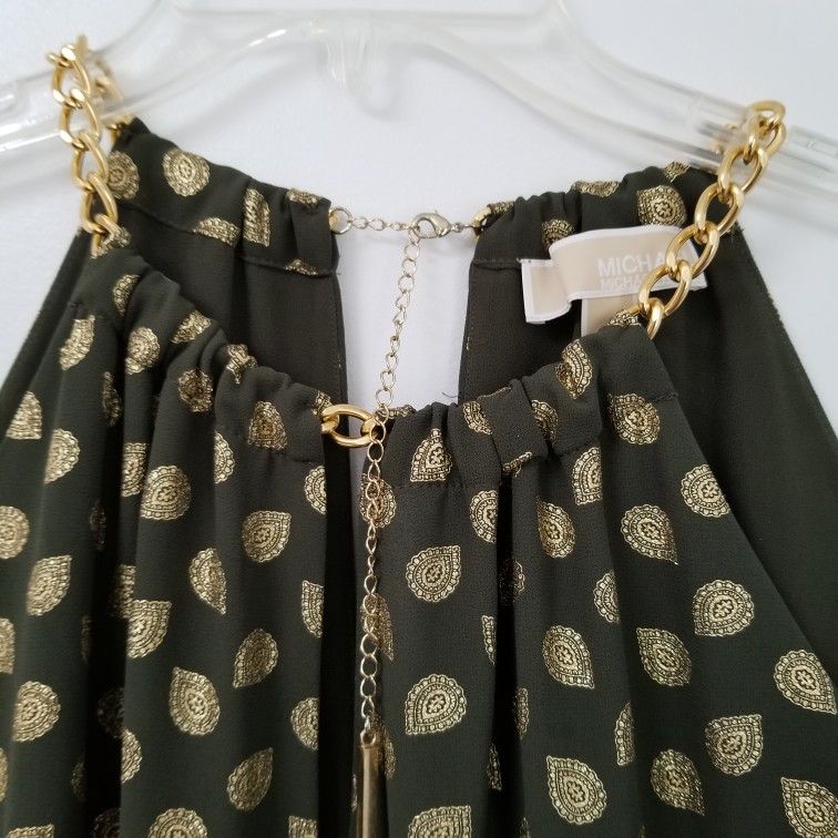 MICHAEL Michael Kors Women's Bergalia Foiled Chain Neck Trapeze Dress -  www.joarbit.com