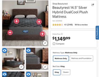 Brand new- Beautyrest King size Mattress - 14.5” Silver Hybrid Dualcool Plush