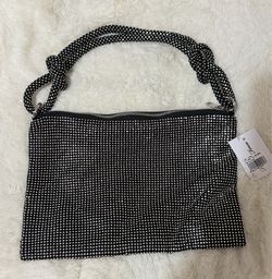 Black Crystal-Embellished Women's Shoulder Bag
